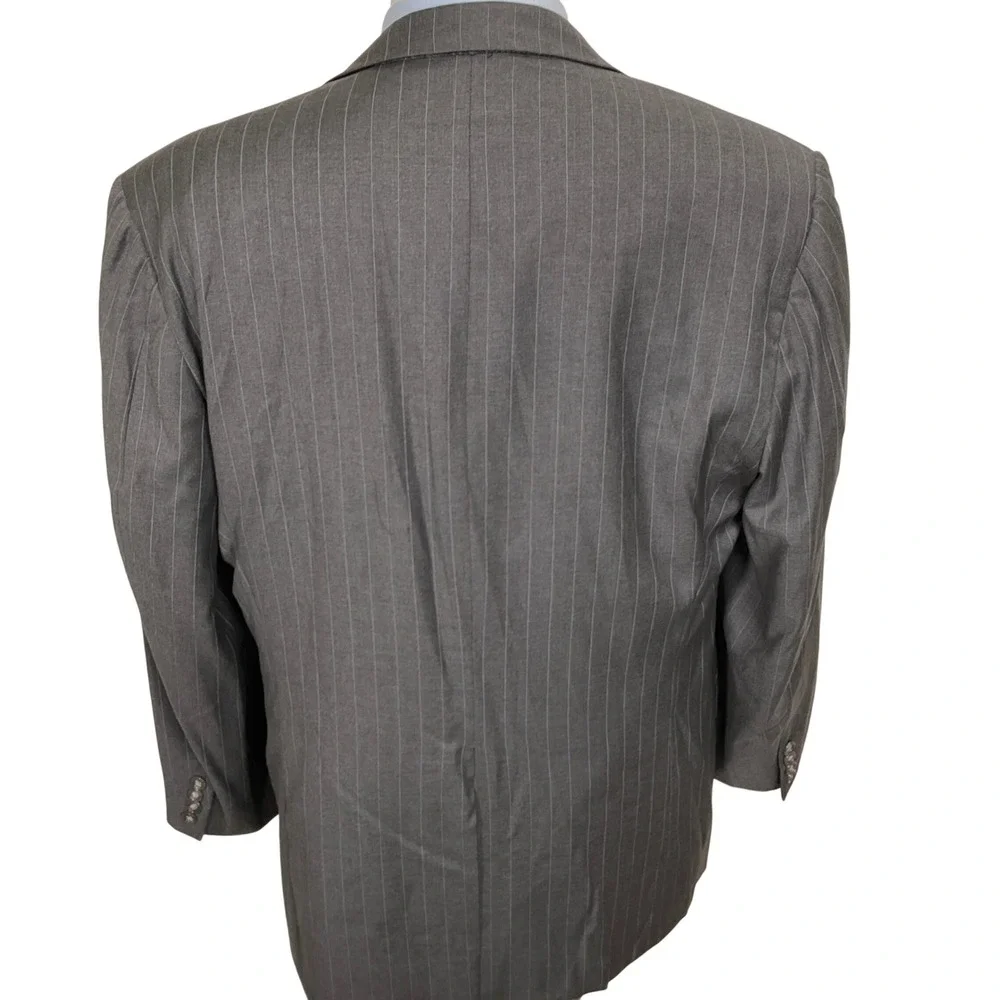 Hickey Freeman Blazer Mens 44R Gray Pinstripe Madison‎ Wool Suit Jacket USA VTG